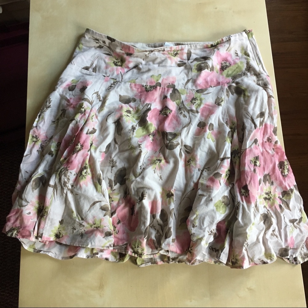 Pink and tan floral skirt
